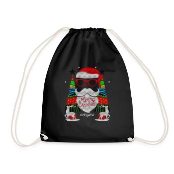 Ugly Merry Christmas Sweater Xmas Santa Gift - Drawstring Bag - black - Front