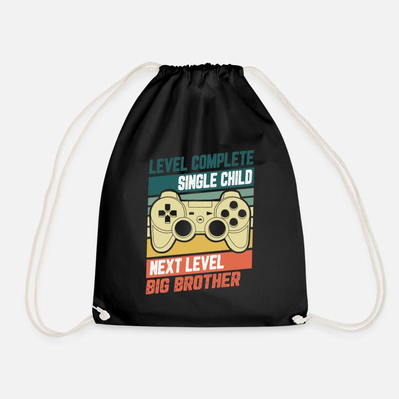 Level Complete Einzelkind Bruder Geburt Geschenk - Turnbeutel - Schwarz