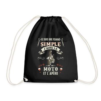 Femme Motarde Et Apéro Vin Cadeau Drôle Copine - Sac de sport léger - noir - Devant