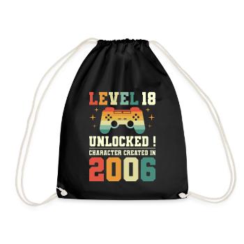 Level 18 Birthday Gamer 18 years old - Drawstring Bag - black - Front
