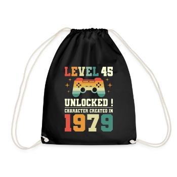 Level 45 Birthday Gamer 45 Years - Drawstring Bag - black - Front
