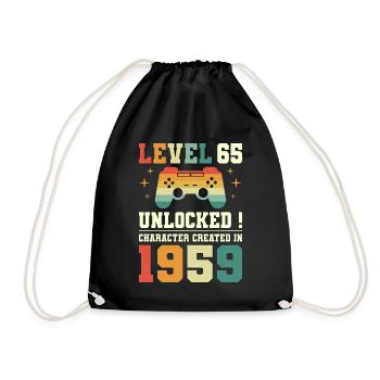 Level 65 Birthday Gamer 65 Years - Drawstring Bag - black - Front