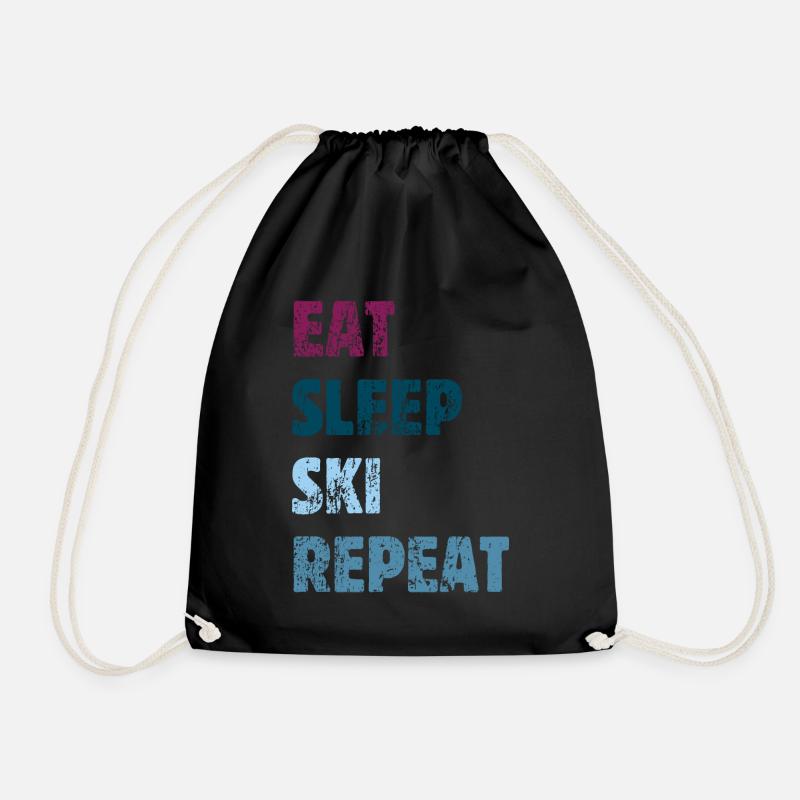 Eat Sleep Ski Repeat - Skifahrer, Skiurlaub Spruch - Turnbeutel - Schwarz