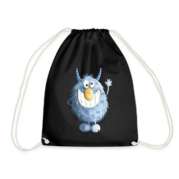 Blue grinning monster - Drawstring Bag - black - Front
