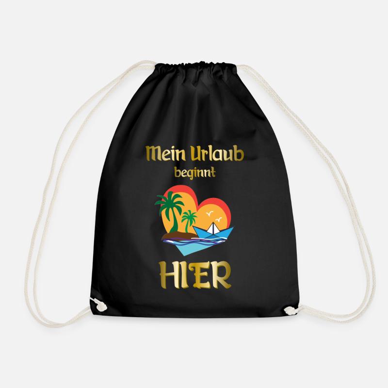 MEIN URLAUB BEGINNT HIER * FERIEN * HOLIDAY - Turnbeutel - Schwarz