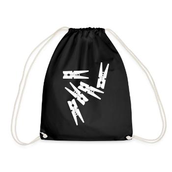 Clothespins white - Drawstring Bag - black - Front