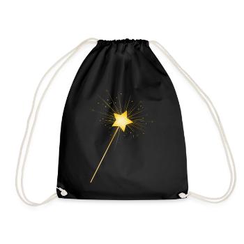 golden star magic wand for fairies to conjure - Drawstring Bag - black - Front