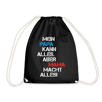 Lustige Mama Papa Geschenk Freche Familie Sprüche - Turnbeutel - Schwarz - Vorne