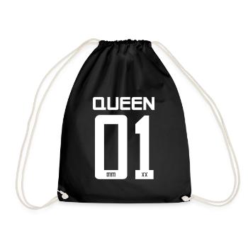 King - Queen gift present idea - Drawstring Bag - black - Front