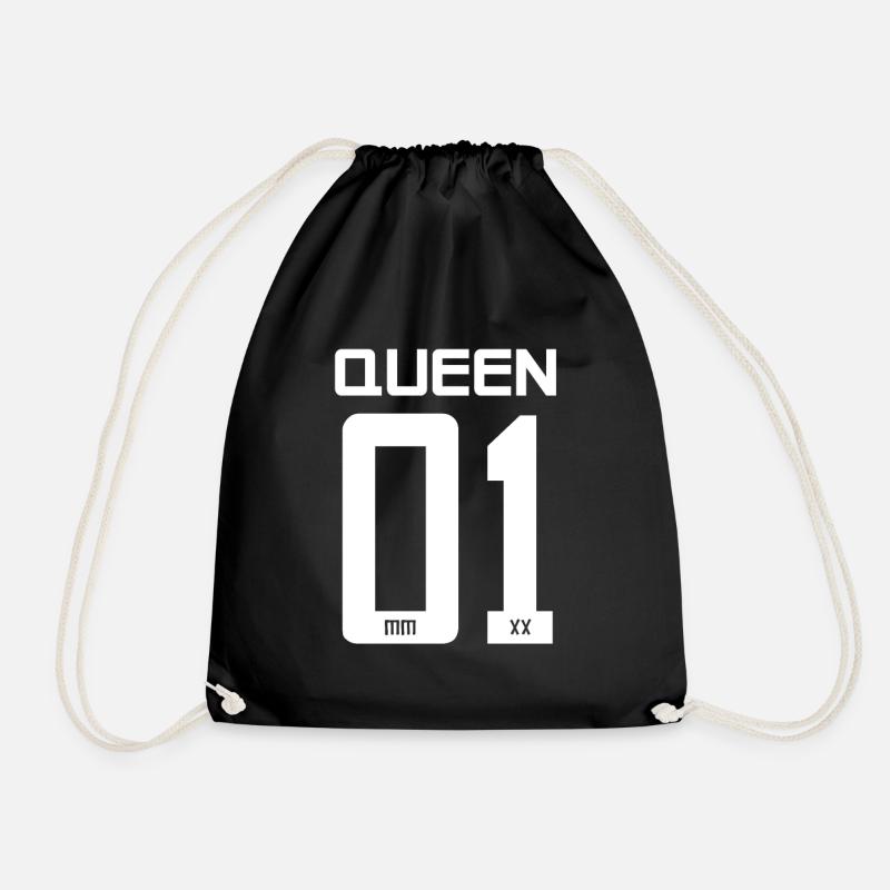 King - Queen gift present idea - Drawstring Bag - black