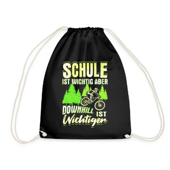 Downhill Kinder Geschenk MTB Fahrrad Mountainbiker - Turnbeutel - Schwarz - Vorne