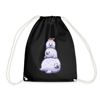 Chonky Seal Schneemann Weihnachten - Turnbeutel - Schwarz - Vorne