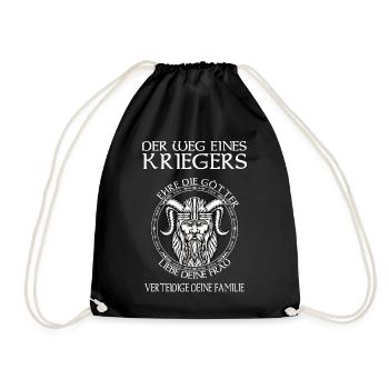 Der Weg eines Kriegers Wikinger Runen Odin Thor - Turnbeutel - Schwarz - Vorne