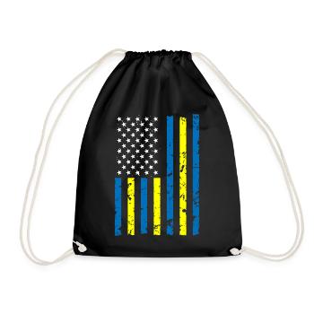 Ukraine America Flag I Stand With Ukraine - Drawstring Bag - black - Front