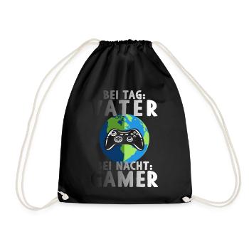 Am Tag Vater Bei Nacht Zocker Gaming Vatertag - Turnbeutel - Schwarz - Vorne
