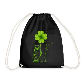 You Are My Lucky Charm Eule Kleeblatt - Turnbeutel - Schwarz - Vorne