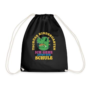 Einschulung Drache Tschüss Kindergarten - Turnbeutel - Schwarz - Vorne