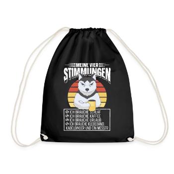 Lustige Katze Stimmung Kaffee Büro Geschenk Fun - Turnbeutel - Schwarz - Vorne