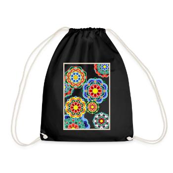 Dancheong 단청 - modern - Drawstring Bag - black - Front
