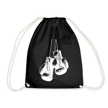 Conception de gants de boxe blancs suspendus. Conception de logo - Sac de sport léger - noir - Devant