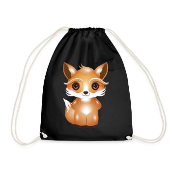 cute fox in kawaii comic style - Drawstring Bag - black - Front