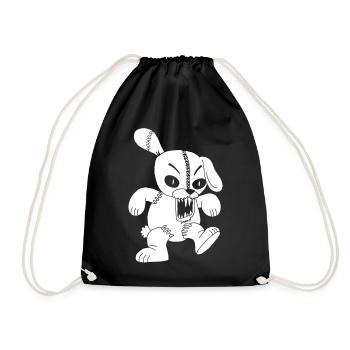 Monstrous white rabbit - Drawstring Bag - black - Front