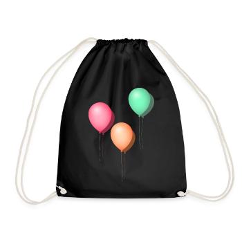 Luftballons Pastell - Turnbeutel - Schwarz - Vorne