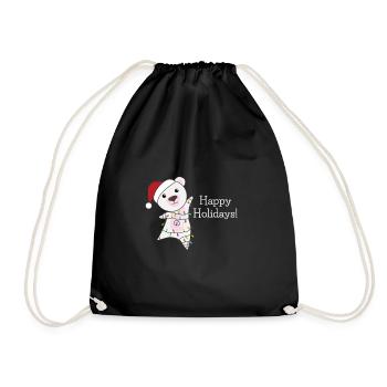 Polar Bear Christmas Snow Winter Animals Polar Bears - Drawstring Bag - black - Front