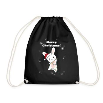 Hase fröhliche Weihnachten Winter Tiere Hasen - Turnbeutel - Schwarz - Vorne