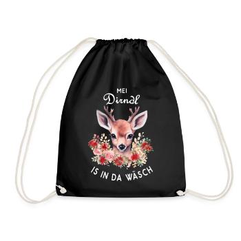 Mei Dirndl is in da Wäsch Hirschgeweih - Sac de sport léger - noir - Devant