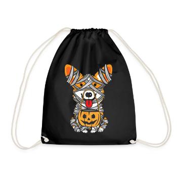 Halloween Dog Wrapped in Bandages - Drawstring Bag - black - Front