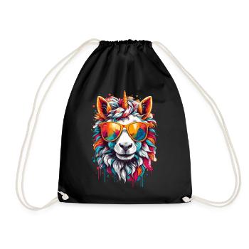 Rainbow unicorn cute cool - Drawstring Bag - black - Front