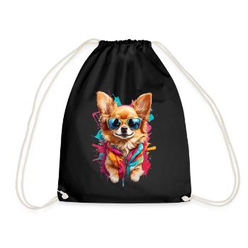 Chihuahua mignon : cool avec des lunettes de soleil - Sac de sport léger - noir - Devant