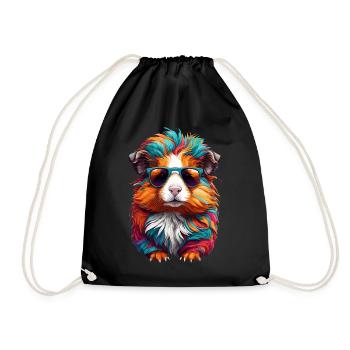 Cute guinea pigs in sunglasses cuteness - Drawstring Bag - black - Front