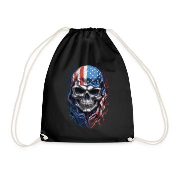 Stylish USA Skull Flag Sunglasses - Drawstring Bag - black - Front