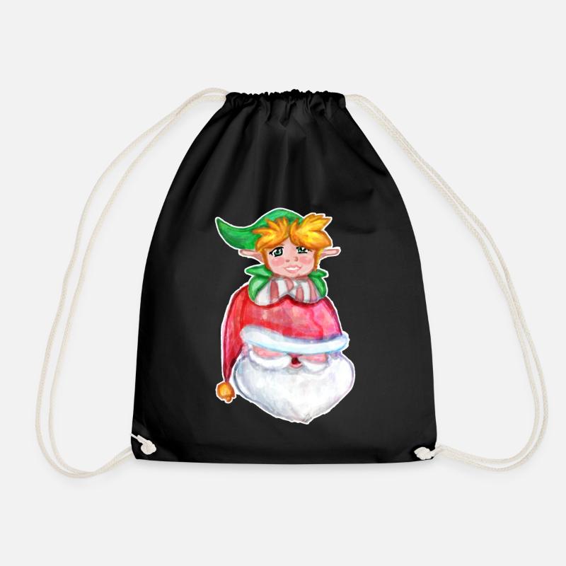 Kawaii Santa & Elf - Turnbeutel - Schwarz