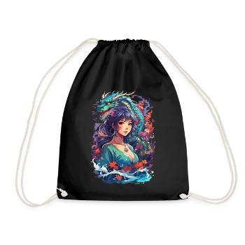 Meeresdrache: Anime-Manga-Stil - Turnbeutel - Schwarz - Vorne