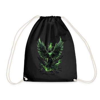 Mighty Superhero with Wings: Green & Strong - Drawstring Bag - black - Front