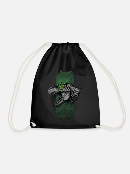 Radiant Sovereign: Epic T-Rex with Glowing eyes - Drawstring Bag - black