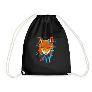 Fuchs Ölfarbe Siebdruck - Turnbeutel - Schwarz - Vorne