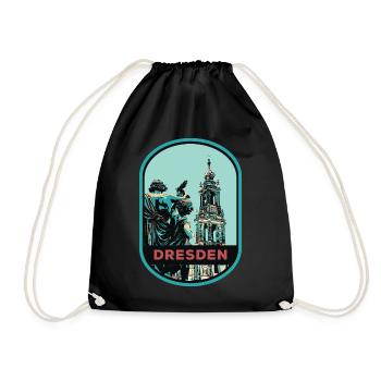 Illustration: Hofkirche Cathedral, Dresden - Drawstring Bag - black - Front