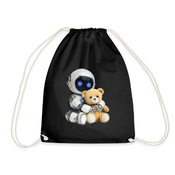 Robot Teddy - Drawstring Bag - black - Front
