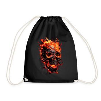 Crâne Flammes Crâne Feu Squelette Motard - Sac de sport léger - noir - Devant