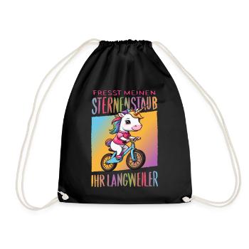 Süßes Einhorn auf Fahrrad - Turnbeutel - Schwarz - Vorne