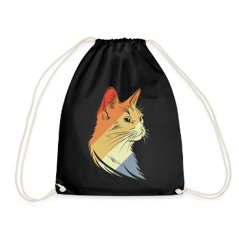 Retro Katzen Grafik - Turnbeutel - Schwarz - Vorne
