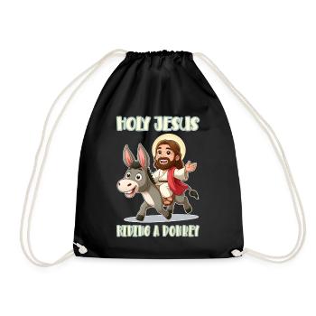 Holy Jesus riding a donkey - Drawstring Bag - black - Front