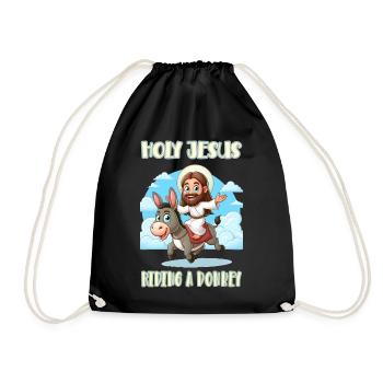 Holy Jesus riding a donkey - Drawstring Bag - black - Front