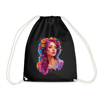 Fille aux fleurs 🌸 - Sac de sport léger - noir - Devant