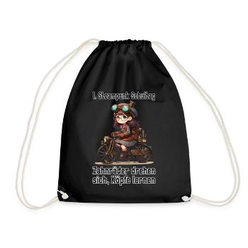 Erster Steampunk Schultag - Turnbeutel - Schwarz - Vorne