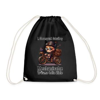 Erster Steampunk Schultag - Turnbeutel - Schwarz - Vorne